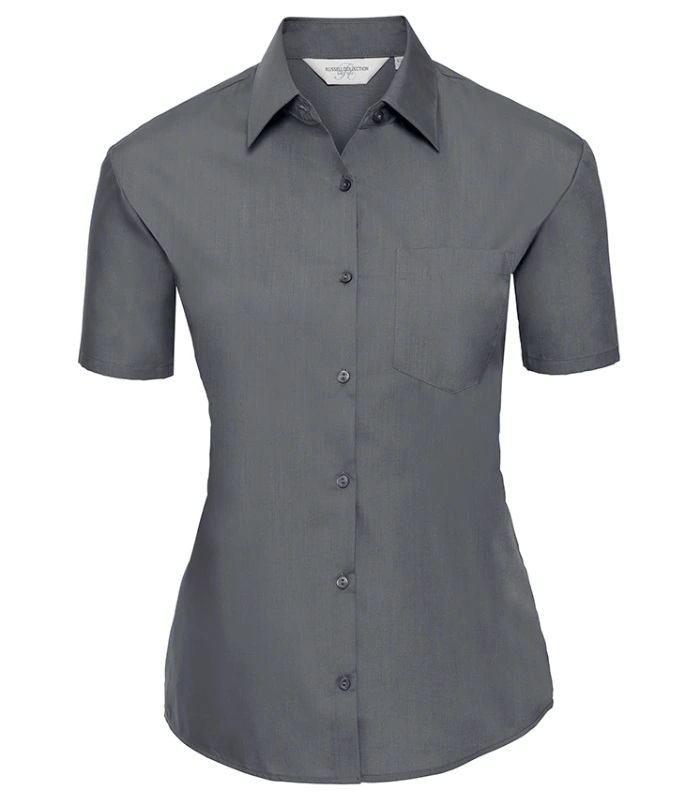 Russell Athletic Collection Russell Athletic Collection Ladies Short Sleeve Easy Care Poplin Shirt in French Navy