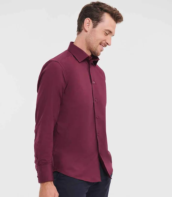 Russell Athletic Collection Russell Athletic Collection Long Sleeve Easy Care Fitted Shirt in Port