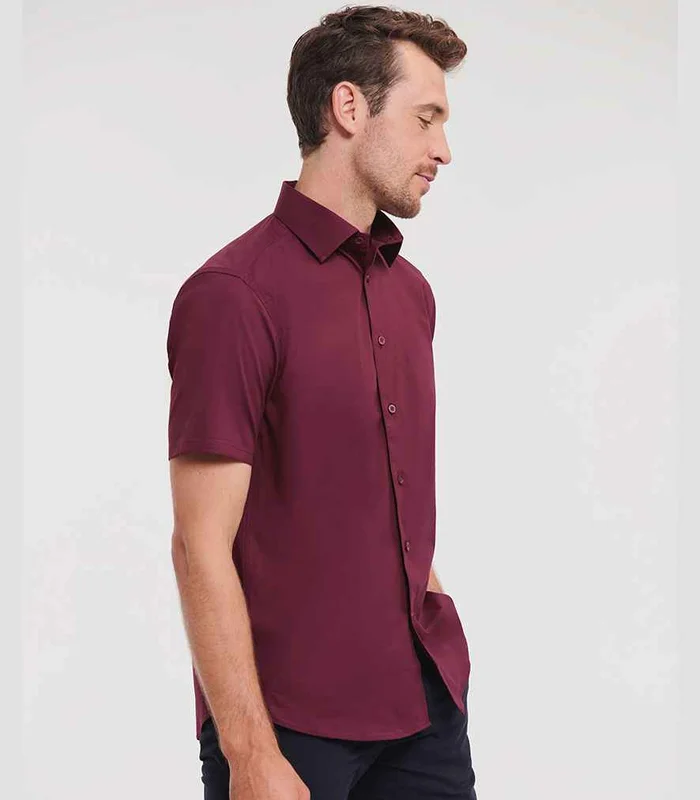 Russell Athletic Collection Russell Athletic Collection Short Sleeve Easy Care Fitted Shirt in Port