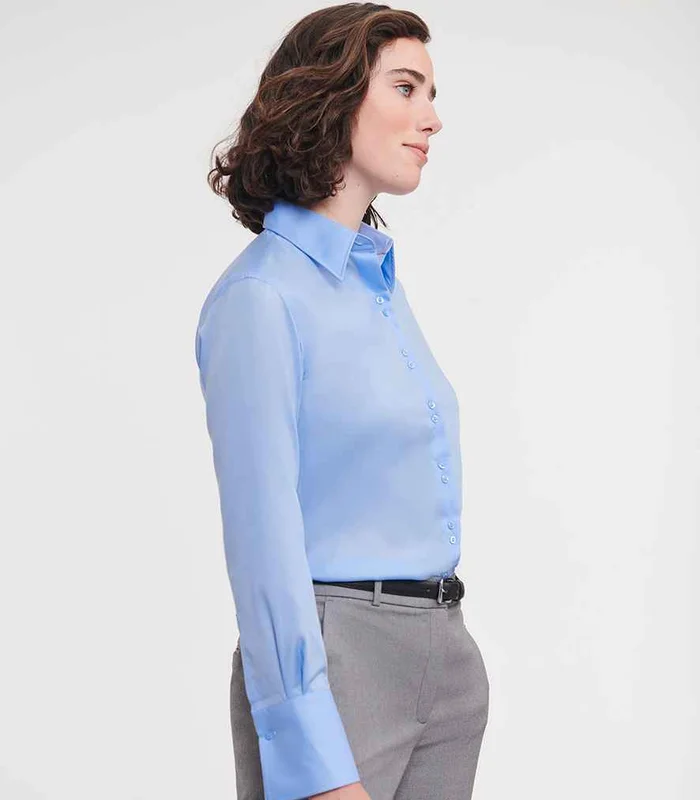 Russell Athletic Collection Russell Athletic Collection Ladies Long Sleeve Ultimate Non-Iron Shirt in Bright Sky