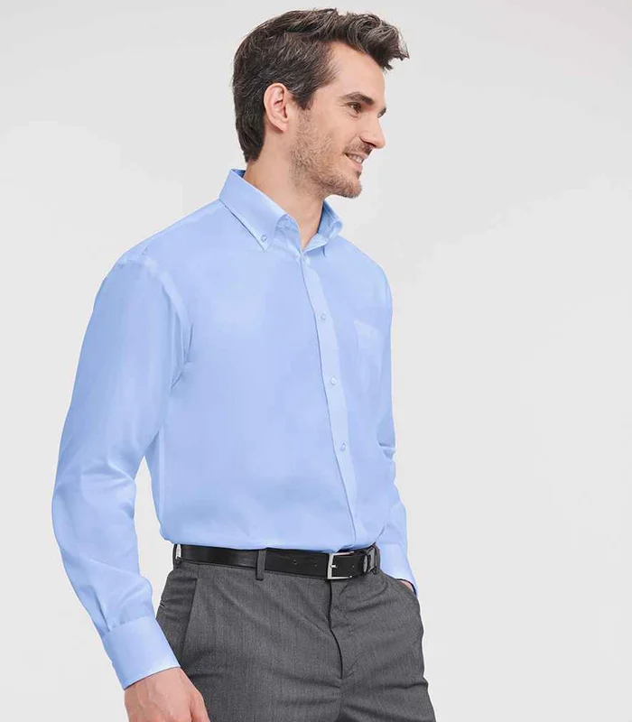 Russell Athletic Collection Russell Athletic Collection Long Sleeve Ultimate Non-Iron Shirt in Bright Sky