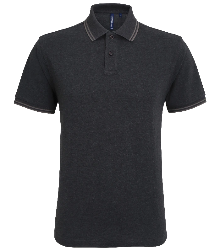 Asquith & Fox Asquith & Fox Men's classic fit tipped polo in Heather Black/Charcoal