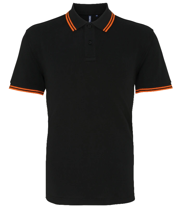 Asquith & Fox Asquith & Fox Men's classic fit tipped polo in Black/Orange