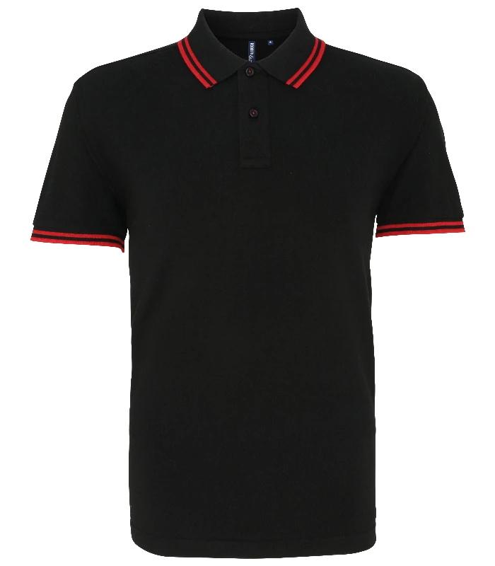 Asquith & Fox Asquith & Fox Men's classic fit tipped polo in Black/Red