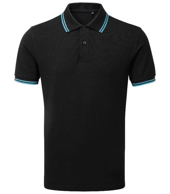 Asquith & Fox Asquith & Fox Men's classic fit tipped polo in Black/Turquoise