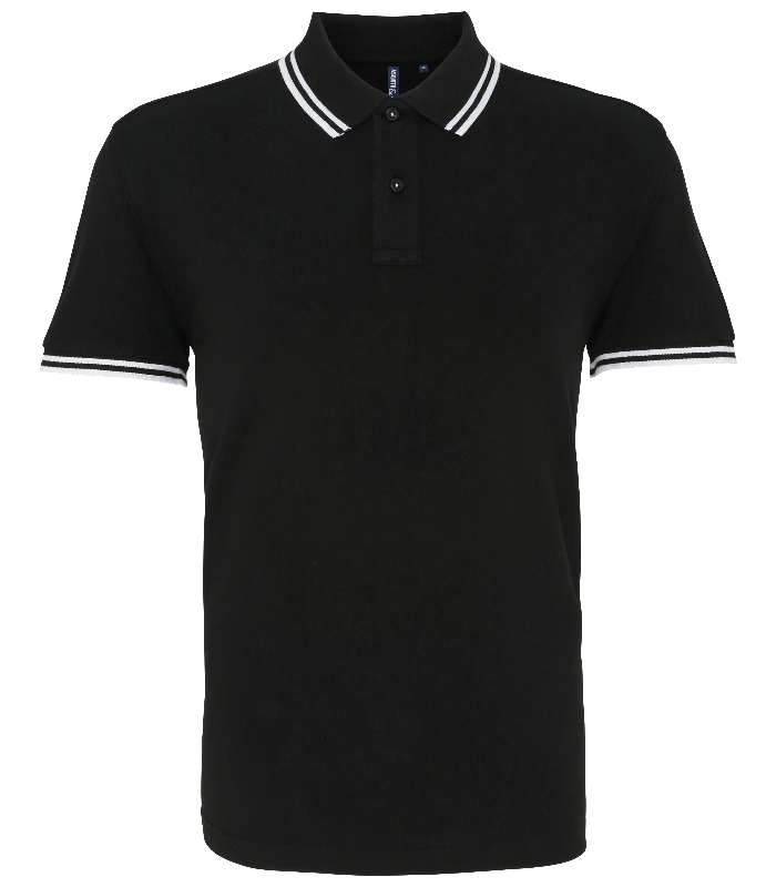 Asquith & Fox Asquith & Fox Men's classic fit tipped polo in Black/White