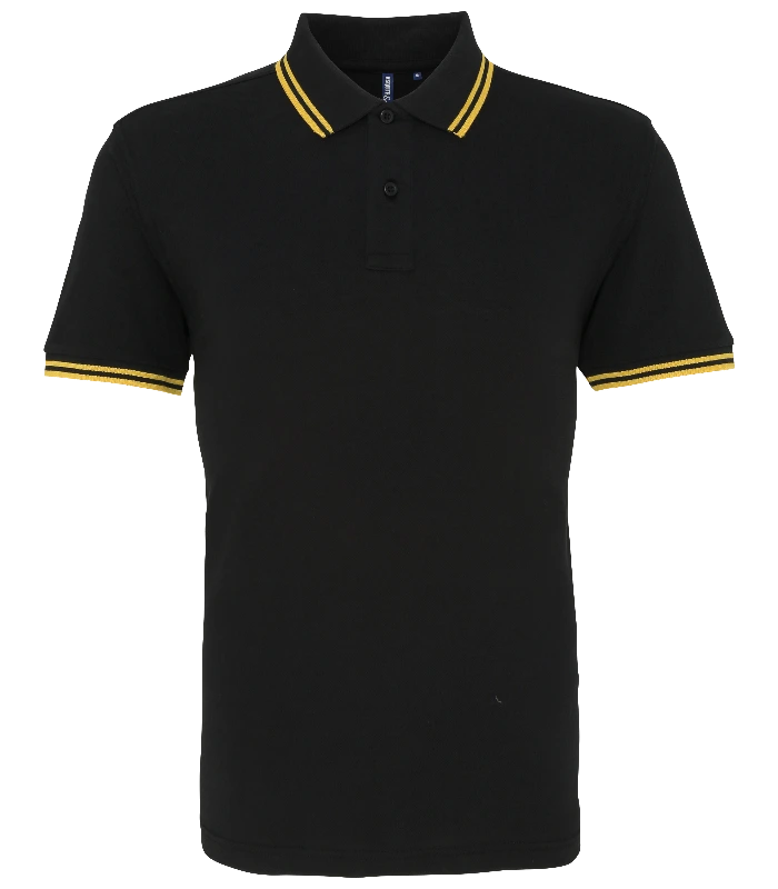 Asquith & Fox Asquith & Fox Men's classic fit tipped polo in Black/Yellow