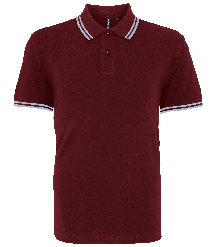 Asquith & Fox Asquith & Fox Men's classic fit tipped polo in Burgundy/Sky