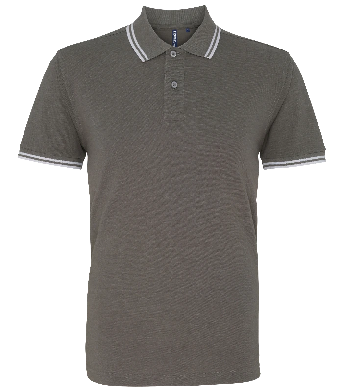 Asquith & Fox Asquith & Fox Men's classic fit tipped polo in Charcoal/White
