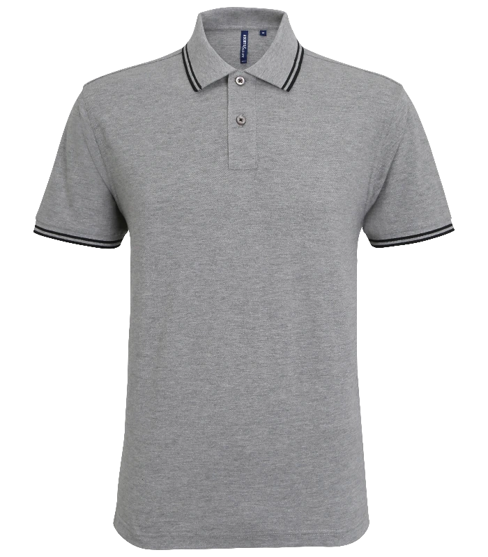 Asquith & Fox Asquith & Fox Men's classic fit tipped polo in Heather Grey/Black