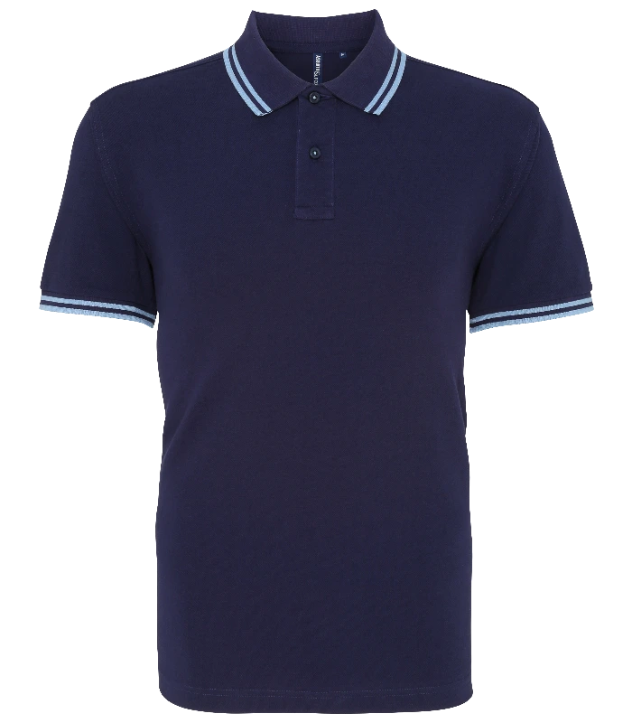 Asquith & Fox Asquith & Fox Men's classic fit tipped polo in Navy/Cornflower