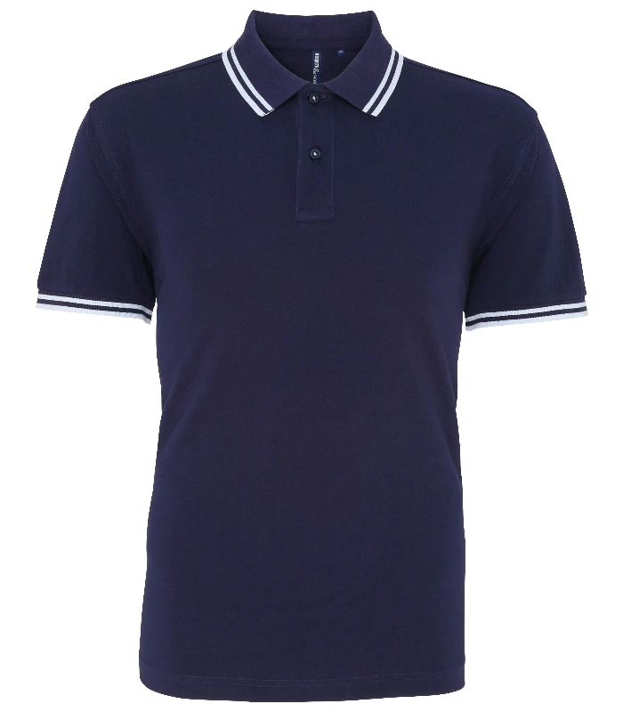 Asquith & Fox Asquith & Fox Men's classic fit tipped polo in Navy/White