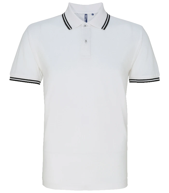 Asquith & Fox Asquith & Fox Men's classic fit tipped polo in White/Black