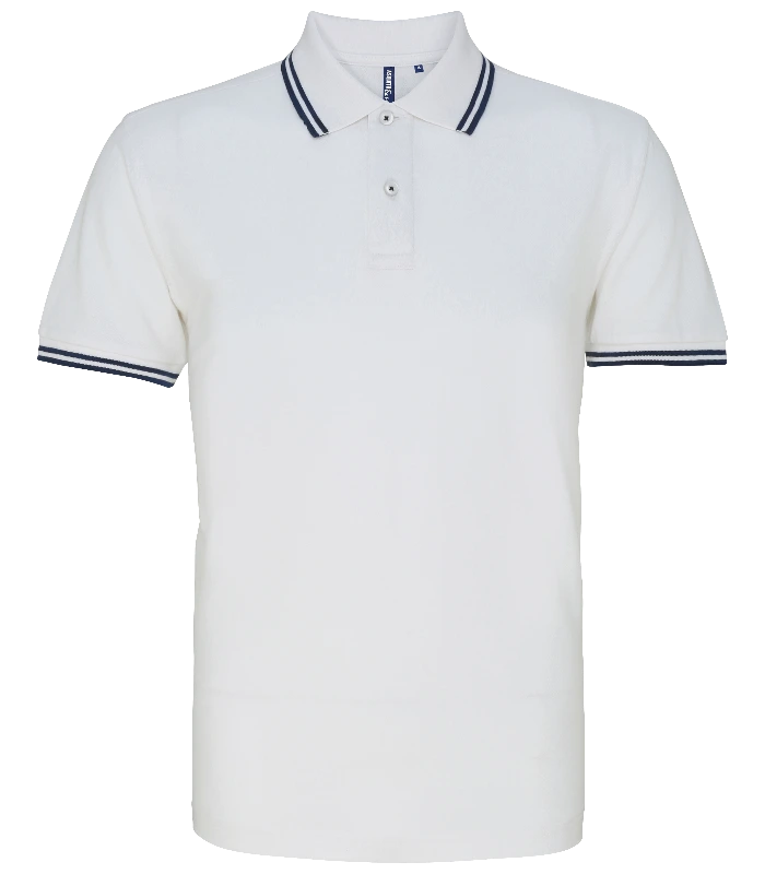 Asquith & Fox Asquith & Fox Men's classic fit tipped polo in White/Navy
