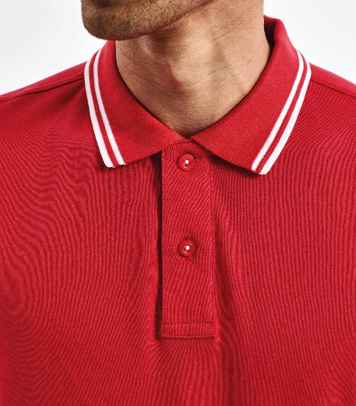 Asquith & Fox Asquith & Fox Men's classic fit tipped polo in Heather Black/Charcoal