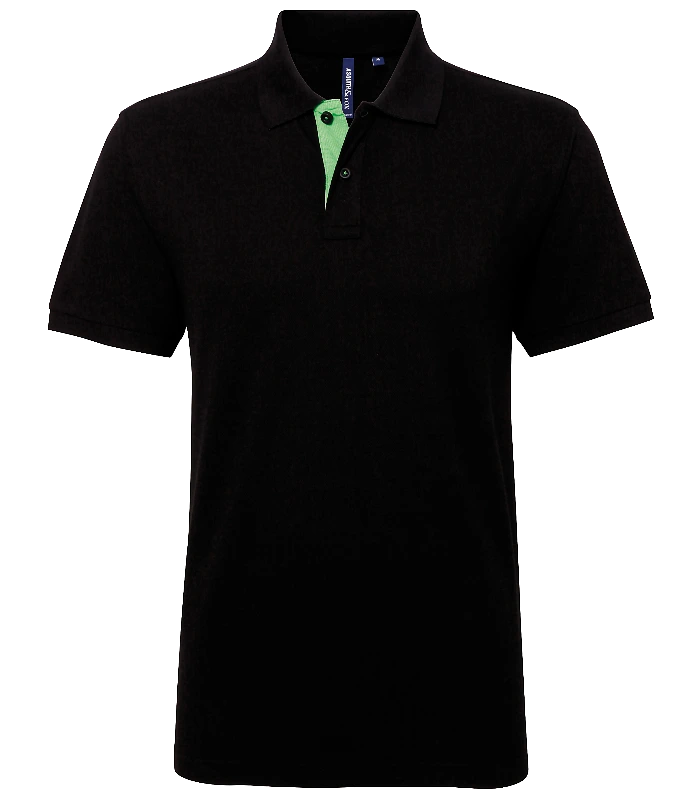 Asquith & Fox Asquith & Fox Men's classic fit contrast polo in Black/Lime