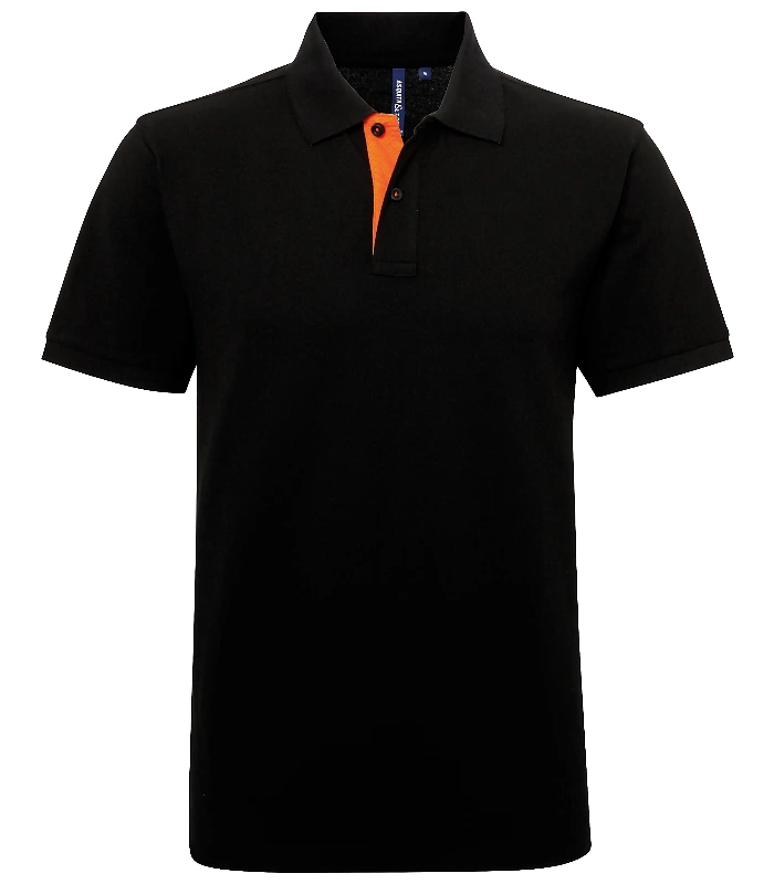 Asquith & Fox Asquith & Fox Men's classic fit contrast polo in Black/Orange