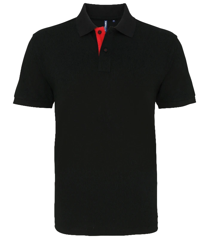 Asquith & Fox Asquith & Fox Men's classic fit contrast polo in Black/Red