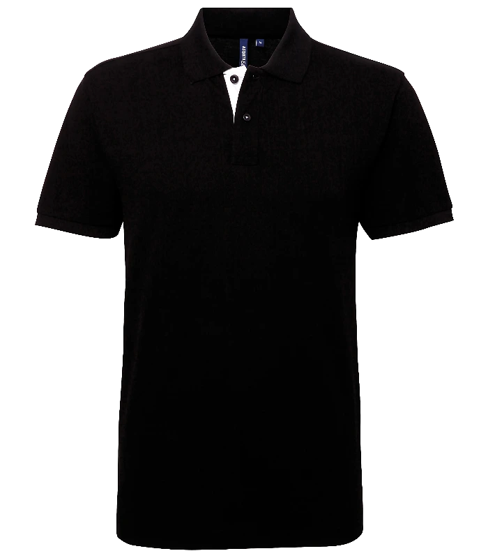 Asquith & Fox Asquith & Fox Men's classic fit contrast polo in Black/White
