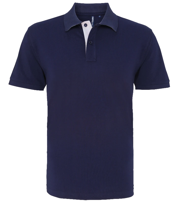 Asquith & Fox Asquith & Fox Men's classic fit contrast polo in Navy/White