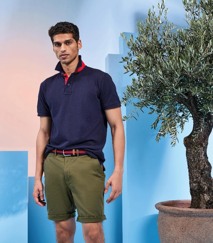 Asquith & Fox Asquith & Fox Men's classic fit contrast polo in Black/Lime
