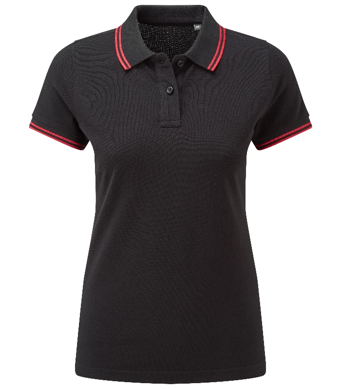 Asquith & Fox Asquith & Fox Women's classic fit tipped polo in Black/Red