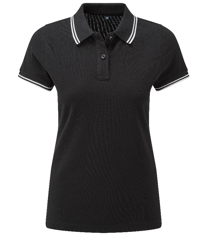 Asquith & Fox Asquith & Fox Women's classic fit tipped polo in Black/White