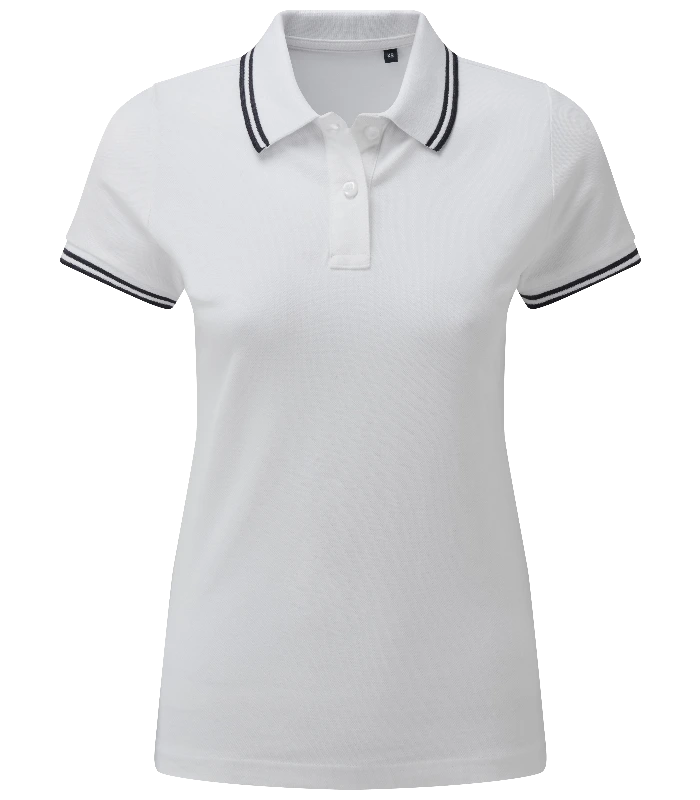 Asquith & Fox Asquith & Fox Women's classic fit tipped polo in White/Navy