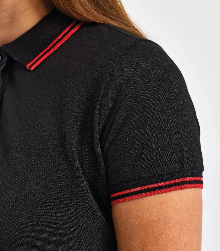 Asquith & Fox Asquith & Fox Women's classic fit tipped polo in Black/Red