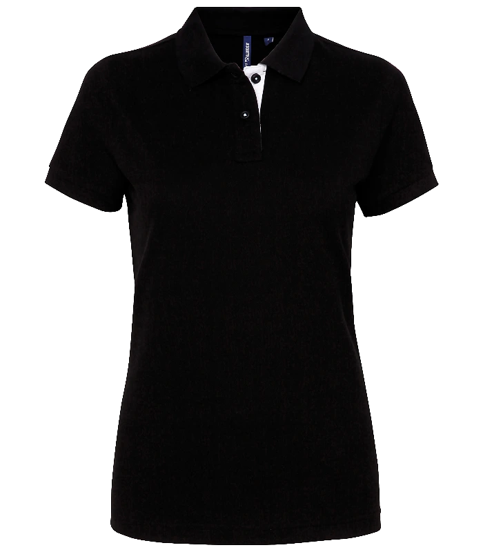 Asquith & Fox Asquith & Fox Women's contrast polo in Black/White