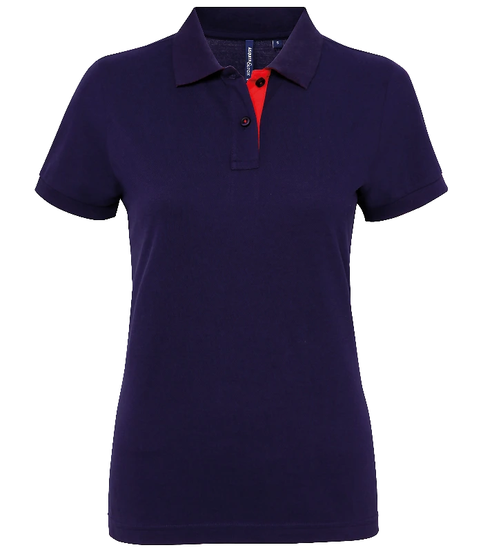 Asquith & Fox Asquith & Fox Women's contrast polo in Navy/Red
