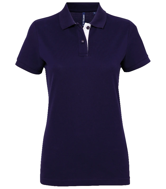 Asquith & Fox Asquith & Fox Women's contrast polo in Navy/White