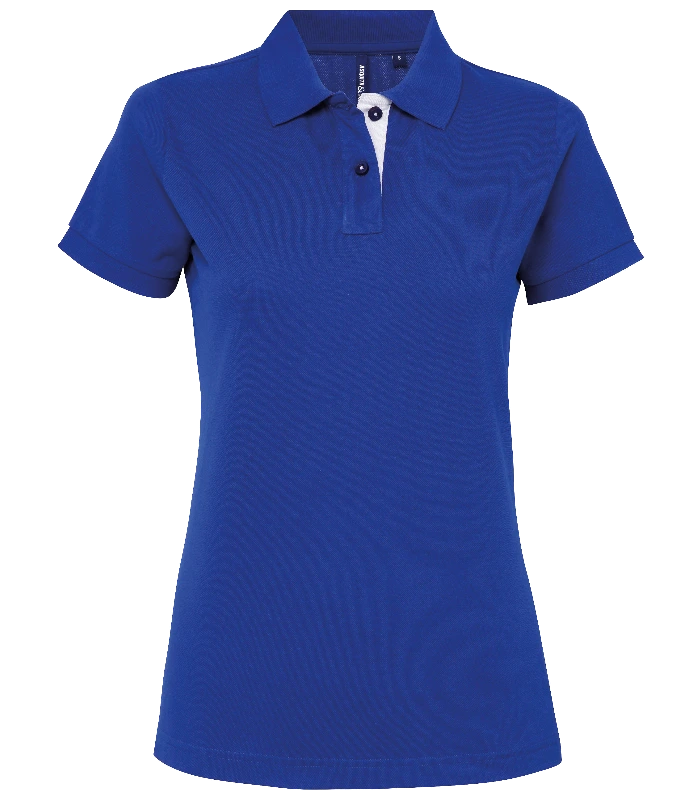 Asquith & Fox Asquith & Fox Women's contrast polo in Royal/White