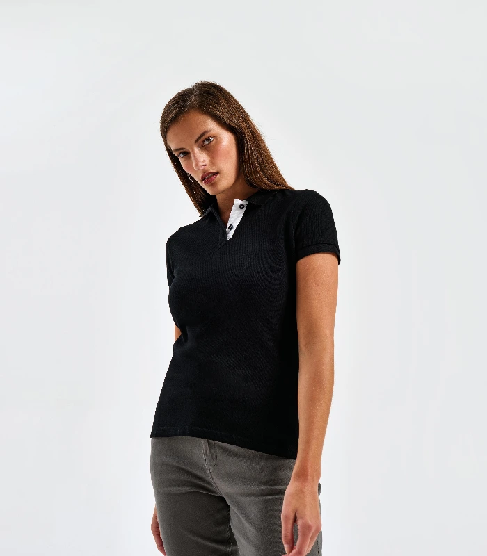 Asquith & Fox Asquith & Fox Women's contrast polo in Black/Orange