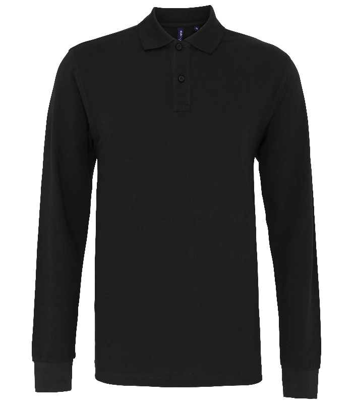 Asquith & Fox Asquith & Fox Men's classic fit long sleeved polo in Black