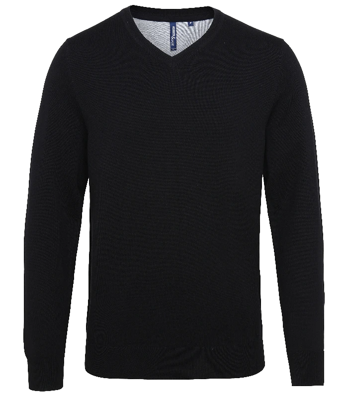 Asquith & Fox Asquith & Fox Men's cotton blend v-neck sweater in Black