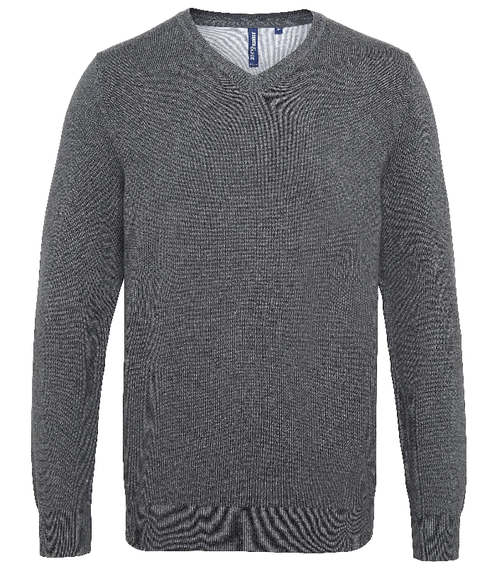 Asquith & Fox Asquith & Fox Men's cotton blend v-neck sweater in Charcoal