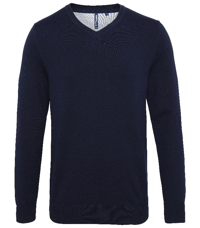 Asquith & Fox Asquith & Fox Men's cotton blend v-neck sweater in French Navy