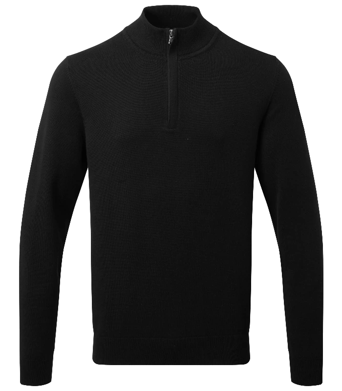 Asquith & Fox Asquith & Fox Men's cotton blend ¼ zip sweater in Black