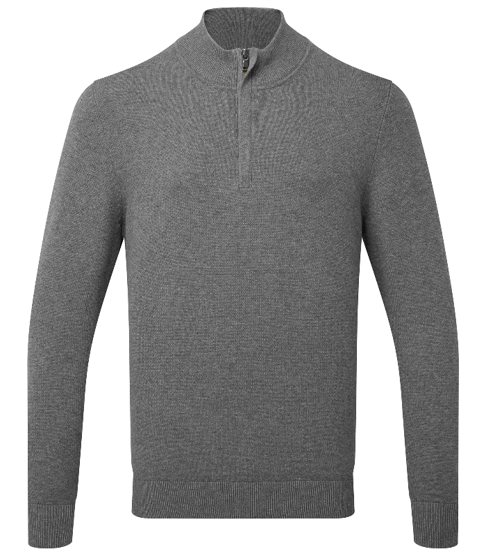Asquith & Fox Asquith & Fox Men's cotton blend ¼ zip sweater in Charcoal