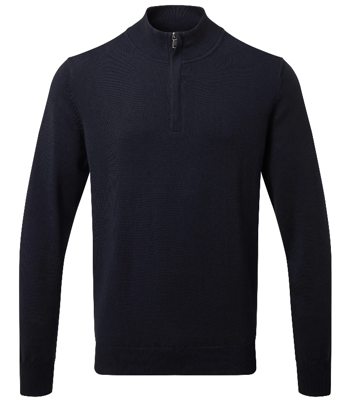 Asquith & Fox Asquith & Fox Men's cotton blend ¼ zip sweater in French Navy