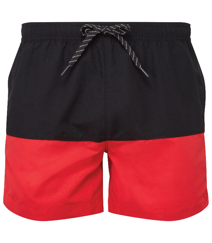 Asquith & Fox Asquith & Fox Block colour swim shorts in Black/Red