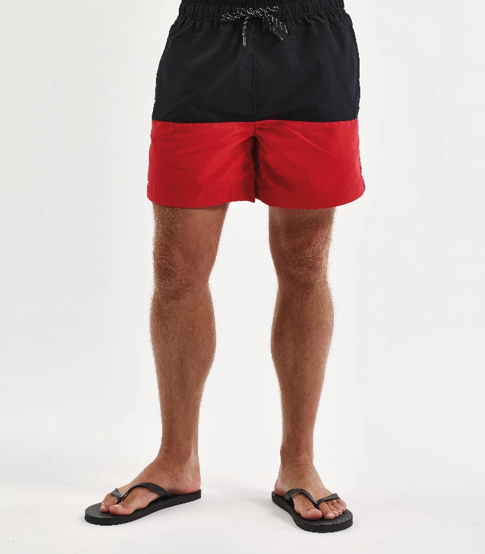 Asquith & Fox Asquith & Fox Block colour swim shorts in Black/Red