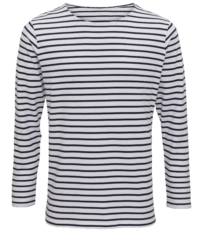 Asquith & Fox Asquith & Fox Men's Marinière coastal long sleeve tee in White/Navy