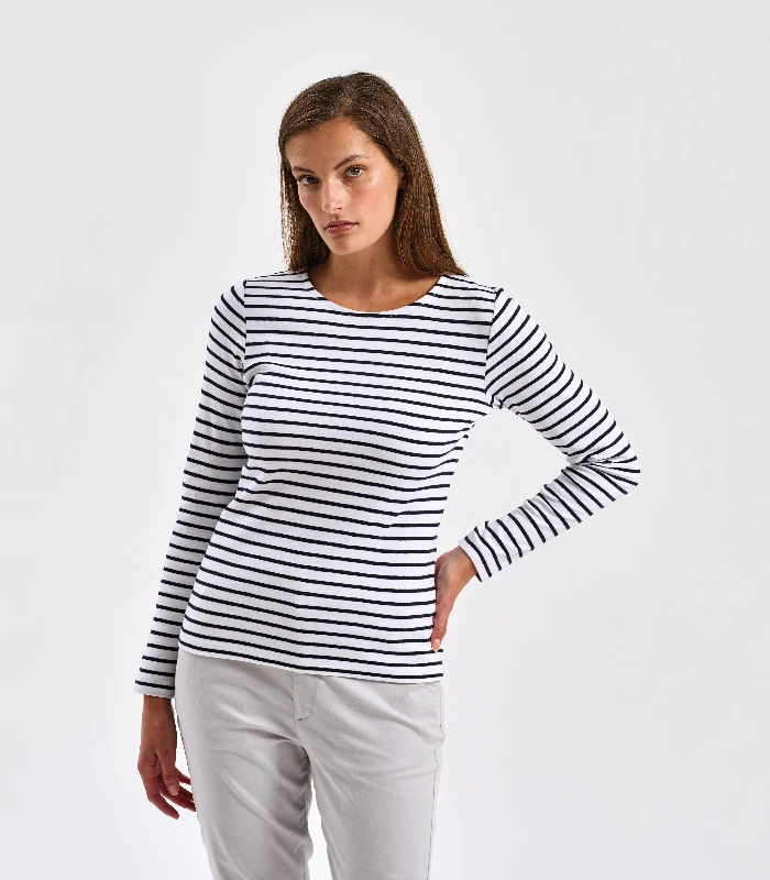 Asquith & Fox Asquith & Fox Women's Marinière coastal long sleeve tee in White/Navy