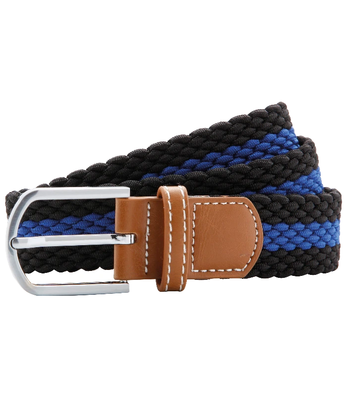 Asquith & Fox Asquith & Fox Two-colour stripe braid stretch belt in Black/Royal