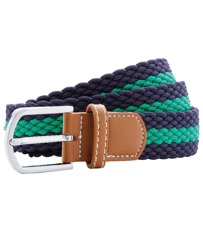 Asquith & Fox Asquith & Fox Two-colour stripe braid stretch belt in Navy/Kelly