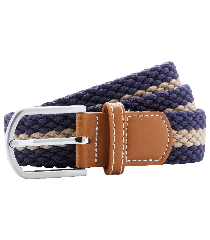 Asquith & Fox Asquith & Fox Two-colour stripe braid stretch belt in Navy/Khaki