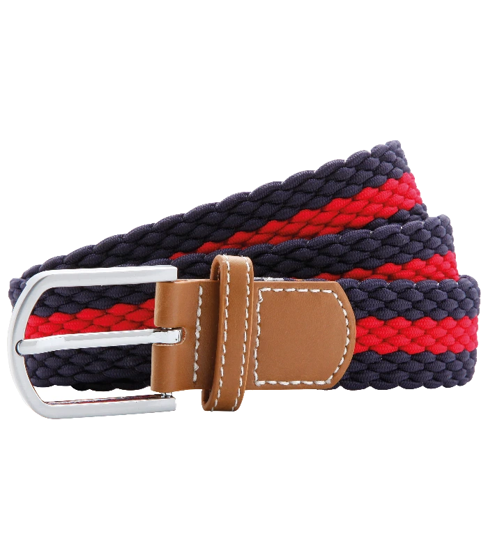 Asquith & Fox Asquith & Fox Two-colour stripe braid stretch belt in Navy/Red