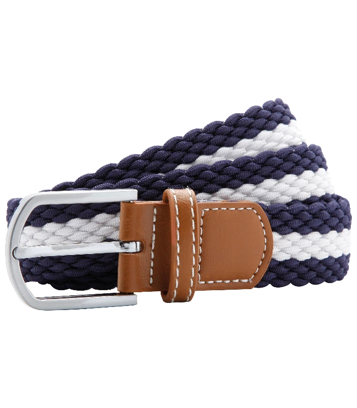 Asquith & Fox Asquith & Fox Two-colour stripe braid stretch belt in Navy/White